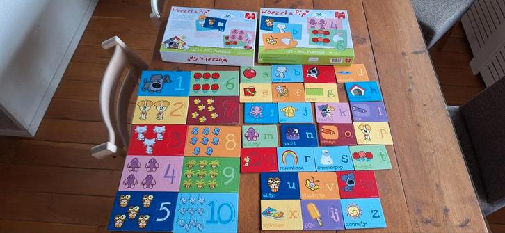 Woezel & Pip 123 ABC Puzzels, Kinderen en Baby's, Speelgoed | Kinderpuzzels, Zo goed als nieuw, 2 tot 4 jaar, 10 tot 50 stukjes