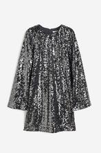 H&M - grijze pailletten jurk | maat S, H&M, Ophalen of Verzenden, Zo goed als nieuw, Maat 36 (S)