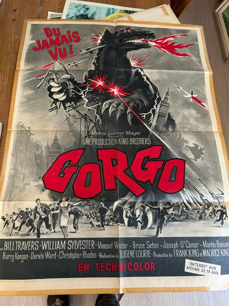 Originele franse Gorgo Filmposter 1960, Ophalen of Verzenden, Zo goed als nieuw, A1 t/m A3, Film en Tv