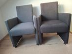 Set van 2 grijze eetkamerstoelen met armleuning, Ophalen, Gebruikt, 50 tot 75 cm, Modern