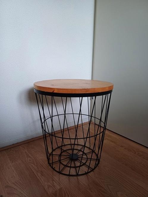 Mand / bijzettafel, Huis en Inrichting, Tafels | Bijzettafels, Gebruikt, Rond, Minder dan 45 cm, Minder dan 55 cm, Hout, Ophalen