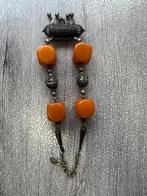 Oud ketting zilver amber Bakeliet kralen, Ophalen, Zo goed als nieuw, Zilver