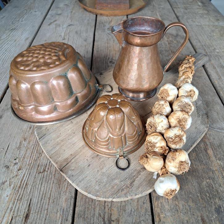 Oude brocante koperen bakvorm puddingvorm kannetje *Etage3*, Huis en Inrichting, Woonaccessoires | Overige, Gebruikt, Ophalen of Verzenden