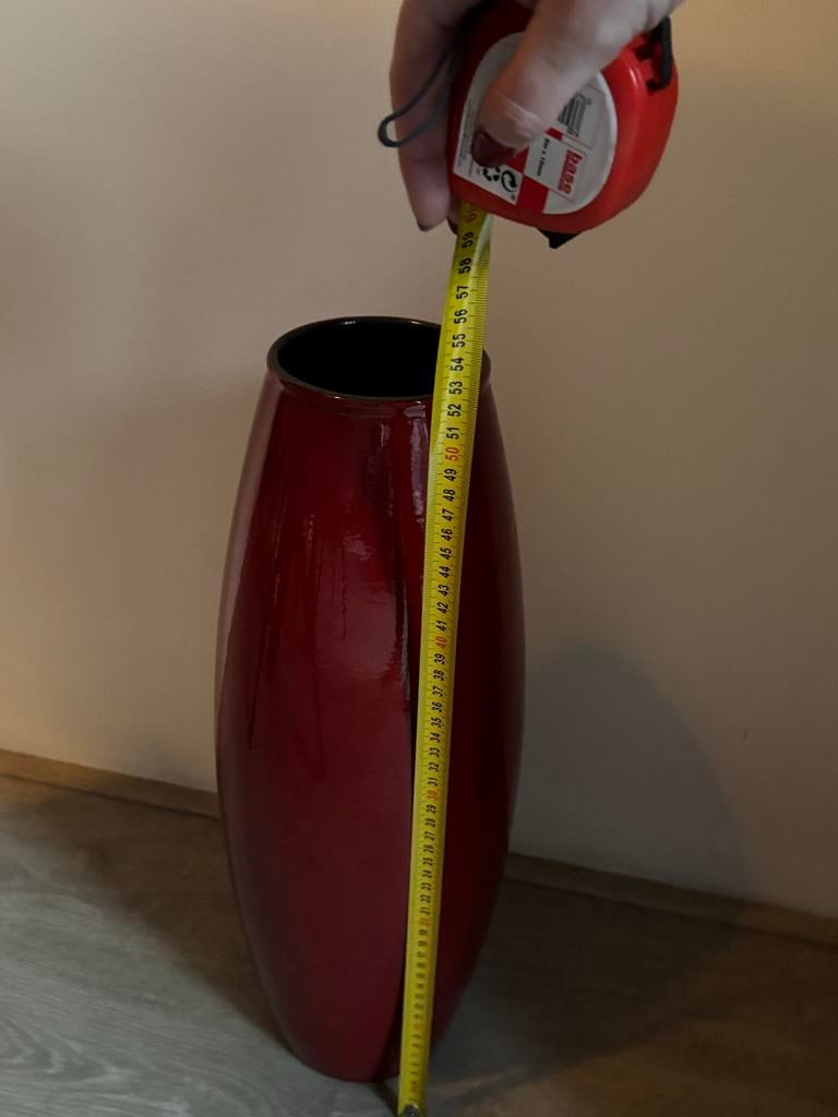 Amano Vaas - 52cm - Rood, Gebruikt, 50 tot 75 cm, Aardewerk of Porselein, Ophalen of Verzenden
