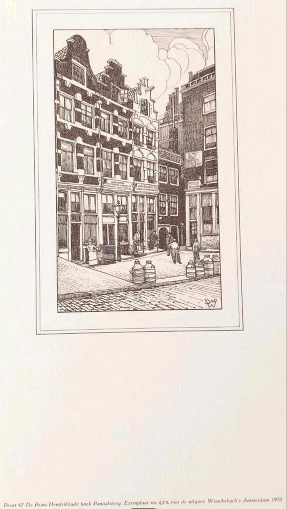 Prent Prins Hendrikkade, Amsterdam 1970, Antiek en Kunst, Kunst | Etsen en Gravures, Ophalen of Verzenden