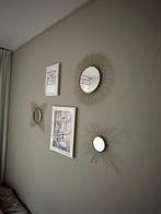 Spiegels en fotolijsten gouden set, Huis en Inrichting, Woonaccessoires | Spiegels, Ophalen, Minder dan 50 cm, Rond, Zo goed als nieuw