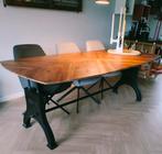 Industriële houten eettafel gietijzeren onderstel Hupe, Huis en Inrichting, Ophalen, 200 cm of meer, 50 tot 100 cm, Zo goed als nieuw