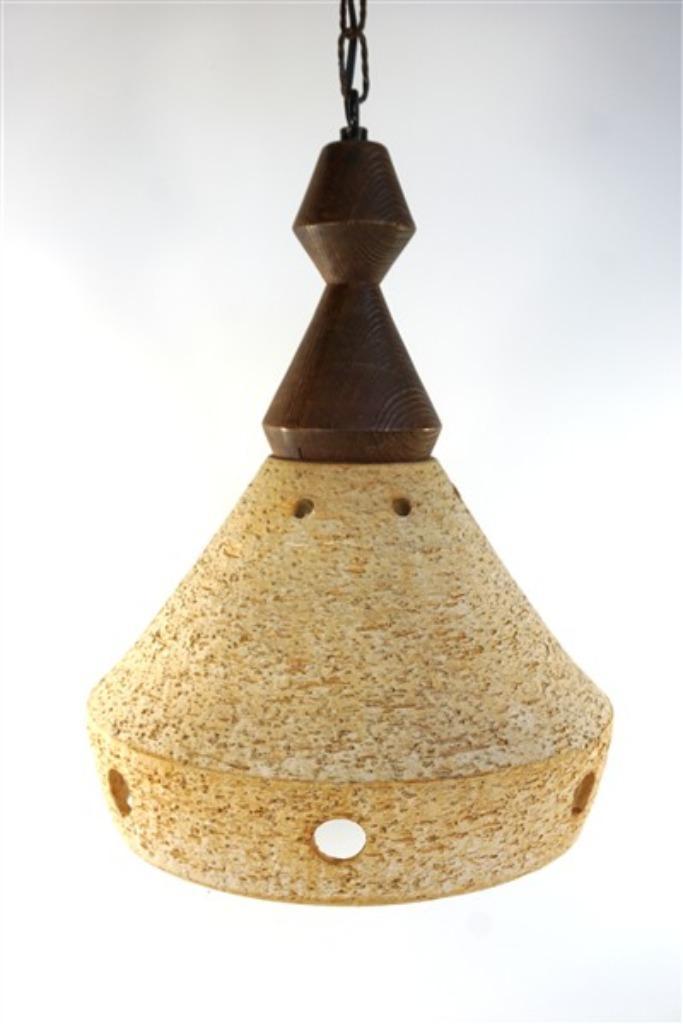 Vintage hanglamp aardewerk Brutalist, Huis en Inrichting, Lampen | Hanglampen, Gebruikt, Minder dan 50 cm, Overige materialen