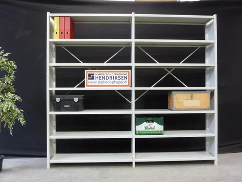 Strakke witte boekenkast / stelling / stalen legbordstelling, Huis en Inrichting, Kasten | Boekenkasten, Gebruikt, 200 cm of meer