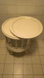 Rond brocante vitrinekastje - beige/wit, Huis en Inrichting, Tafels | Bijzettafels, Ophalen, Rond, Zo goed als nieuw, 75 cm of meer