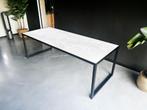 NIEUW: Design eettafel 220x90cm met onyx marmer blad, Huis en Inrichting, Glas, Vijf personen of meer, Rechthoekig, Nieuw