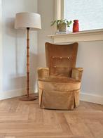 Vintage fauteuil cocktail stoel jaren 50/60 okergeel stof, Huis en Inrichting, Ophalen, Gebruikt, Vintage, 75 tot 100 cm