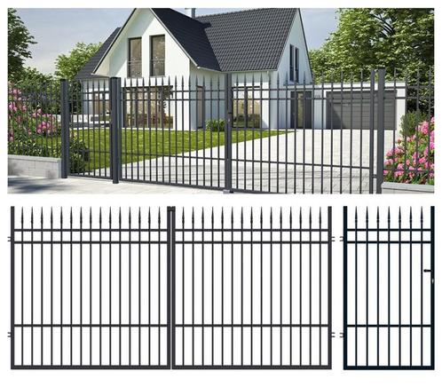 Rechte inrijpoort ´Portland´ antraciet grijs compleet NIEUW, Tuin en Terras, Tuinhekken en Hekwerk, Nieuw, Spijlenhekwerk, IJzer