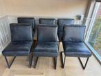 Set van 6 leren eetkamerstoelen, Huis en Inrichting, Stoelen, Ophalen, Gebruikt, Zwart, Leer