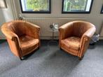 Ruw leren fauteuils (2x), Ophalen, Gebruikt, 75 tot 100 cm, Leer