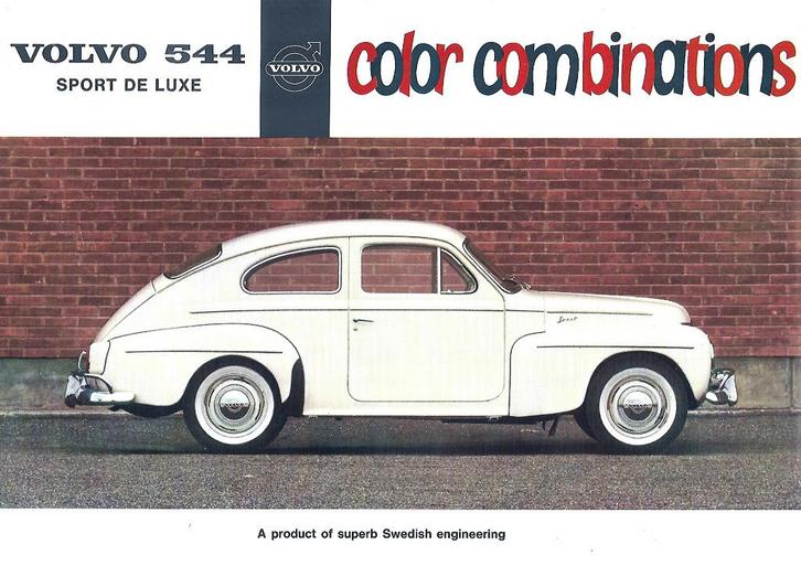 oldtimer Volvo 544 Sport De Luxe Color Combinations leaflet, Boeken, Auto's | Folders en Tijdschriften, Zo goed als nieuw, Volvo