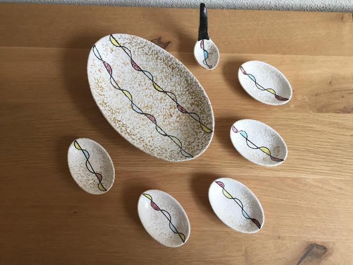 Pinda Set Rullo Techniek Gouda Holland eind 50er jaren., Antiek en Kunst, Antiek | Keramiek en Aardewerk, Ophalen of Verzenden