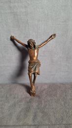 Religieus antiek koperen kruisbeeld, Ophalen of Verzenden