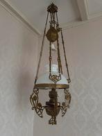 Antieke hanglamp met melkglas kap, Ophalen, Gebruikt, Glas, 75 cm of meer
