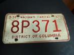 Kentekenplaat licenseplate Washington DC 1965 USA, Verzenden, Gebruikt, Auto's