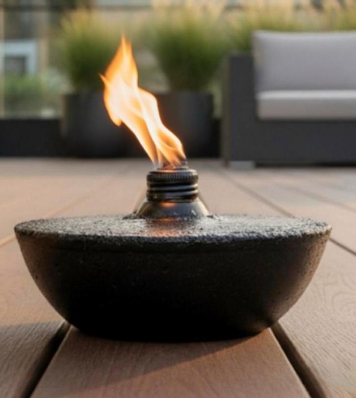 Zwarte Betonnen Oliebrander, Tuin en Terras, Fakkels, Nieuw, Ophalen of Verzenden