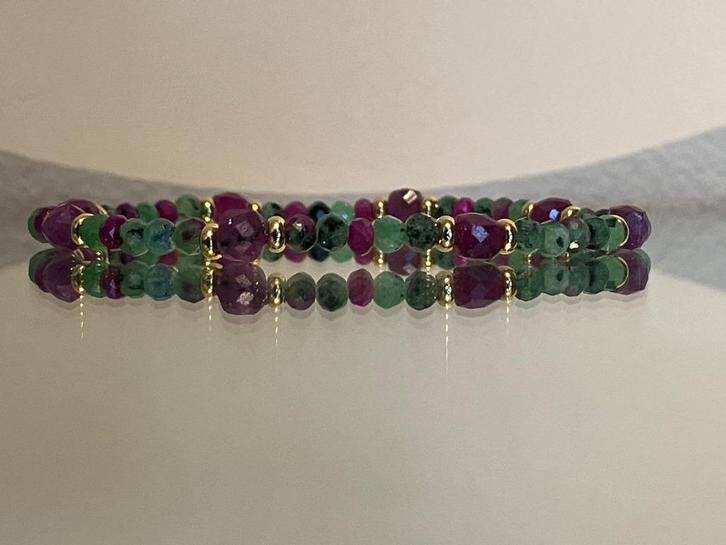 Edelsteen armband met zoisiet met robijn en robijn, Sieraden, Tassen en Uiterlijk, Edelstenen, Nieuw, Verzenden