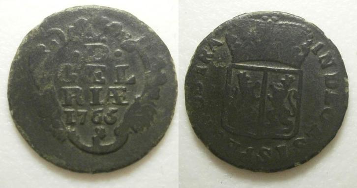 Gelderland Duit 1765 - Schaars, Postzegels en Munten, Munten | Nederland, Losse munt, 1 cent, Vóór koninkrijk, Ophalen of Verzenden