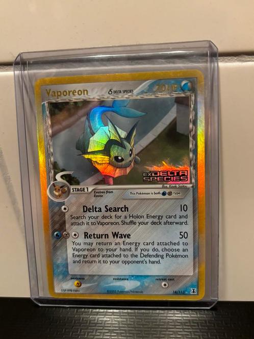 Vaporeon EX Delta Species 18/113, Hobby en Vrije tijd, Verzamelkaartspellen | Pokémon, Zo goed als nieuw, Losse kaart, Ophalen of Verzenden