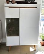 Witte kast (glans) inclusief verlichting en glasplaat, Ophalen, Overige materialen, 100 tot 150 cm, 50 tot 100 cm