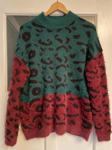 Fluffy Autumn Sweater | Cherryroze/Oceangreen | ONLY (M)  beschikbaar voor biedingen