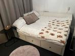 Ikea Hemnes uitschuifbed 90x200 met matrassen, Huis en Inrichting, Slaapkamer | Bedden, Verstelbaar, 90 cm, Eenpersoons, Wit