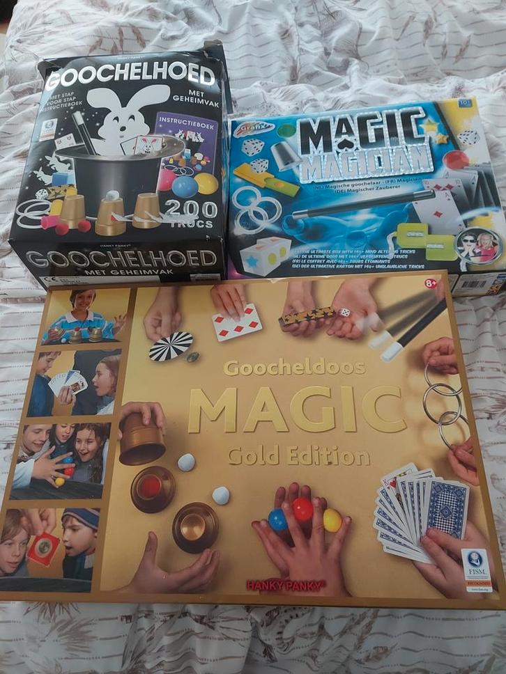 Goochelset - Goocheldoos, Goochelhoed, Magic Magician, Kinderen en Baby's, Speelgoed | Educatief en Creatief, Gebruikt, Knutselen