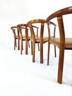 Set van 4 vintage Deens design stoelen jaren ‘60, Bruin, Hout, Ophalen of Verzenden, Zo goed als nieuw