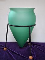 Groene glazen amphora vaas., Ophalen of Verzenden