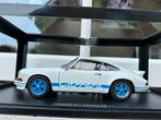 1:18 Porsche 911 Carrera RS 2.7 wit-blauw 1973 Autoart 78052, Hobby en Vrije tijd, Modelauto's | 1:18, Auto, Autoart, Ophalen of Verzenden