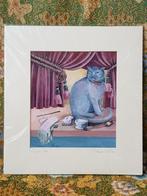 Mooie originele litho uit Engeland van poes of kat 27-29 cm.