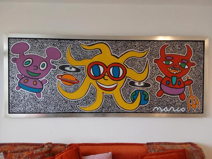Streetart Colab MARCOART & LA2 (Keith Haring), Antiek en Kunst, Kunst | Schilderijen | Modern, Ophalen of Verzenden