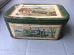 Blik Groot Cote D'or koekblik retro vintage paarden hert , Verzamelen, Blikken, Verzenden, Gebruikt, Koek(jes), Overige merken