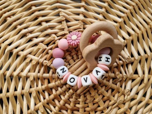 bijtring bloem met of zonder naam €10,95, Kinderen en Baby's, Kraamcadeaus en Geboorteborden, Nieuw, Kraamcadeau, Ophalen of Verzenden