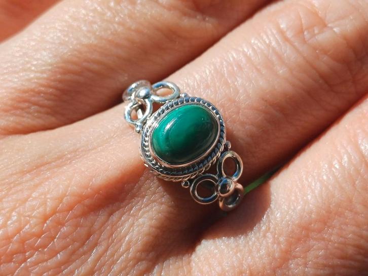 Vanoli 925 zilveren ring met malachiet maat 20, Sieraden, Tassen en Uiterlijk, Ringen, Nieuw, Dame, 19 tot 20, Groen, Zilver, Met edelsteen