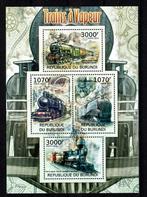 burundi 2012 pf blok treinen spoorwegen railroad trains 2, Ophalen of Verzenden, Postfris, Treinen