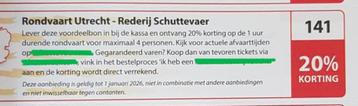 Rondvaart Utrecht - Rederij Schuttevaer 20% kortingsbon   beschikbaar voor biedingen