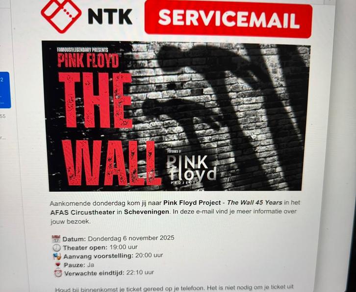 Pink Floyd Project The Wall 45 Years 2 kaarten, Tickets en Kaartjes, Concerten | Pop, Twee personen, November