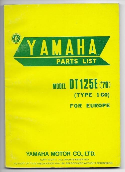 Yamaha DT125 E parts list 1976 (7393z), Motoren, Handleidingen en Instructieboekjes, Yamaha, Ophalen of Verzenden