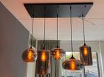 Eettafel lamp industrieel met smoke glas, Huis en Inrichting, Lampen | Hanglampen, Ophalen, Zo goed als nieuw, Glas, 75 cm of meer