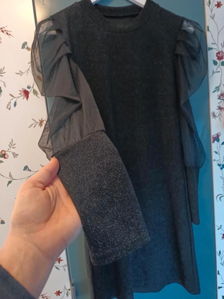 Kerstjurk met pofmouwen - S/M, Kleding | Heren, Kostuums en Colberts, Nieuw, Maat 46 (S) of kleiner, Zwart, Ophalen of Verzenden