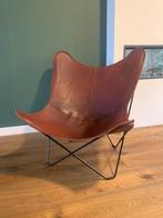 Bruine leren vlinderstoel - Cuero Design, Tijdloze design klassieker, 75 tot 100 cm, Ophalen of Verzenden, Zo goed als nieuw