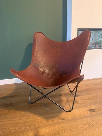 Bruine leren vlinderstoel - Cuero Design beschikbaar voor biedingen