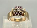 Gouden antieke ring met edelsteen robijn en diamant.2025/630, Sieraden, Tassen en Uiterlijk, Antieke sieraden, Ophalen of Verzenden