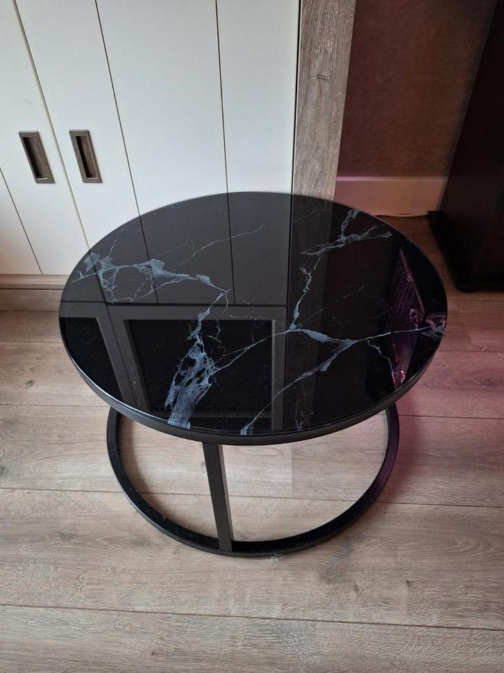 Eric Kuster Salontafel/Bijzettafel 60cm rond Marmer look, Huis en Inrichting, Tafels | Salontafels, Zo goed als nieuw, Minder dan 50 cm